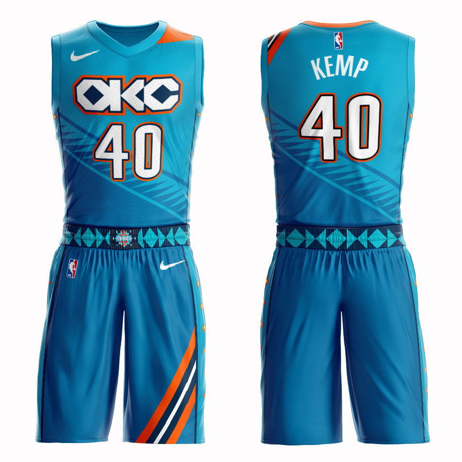 Customized 2019 Men Oklahoma City Thunder 40 Kemp blue NBA Nike jersey